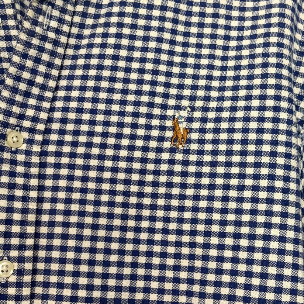 Ralph Lauren Shirt Mens Sz L Blue/White Gingham Checked Button Down Long Sleeve - Picture 3 of 4